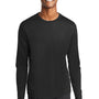 Sport-Tek Mens RacerMesh Moisture Wicking Long Sleeve Crewneck T-Shirt - Black