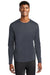 Sport-Tek ST340LS Mens RacerMesh Moisture Wicking Long Sleeve Crewneck T-Shirt Graphite Grey Model Front