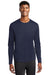 Sport-Tek ST340LS Mens RacerMesh Moisture Wicking Long Sleeve Crewneck T-Shirt True Navy Blue Model Front