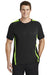 Sport-Tek ST351 Mens Competitor Moisture Wicking Short Sleeve Crewneck T-Shirt Black/Lime Shock Green Model Front