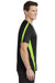 Sport-Tek ST351 Mens Competitor Moisture Wicking Short Sleeve Crewneck T-Shirt Black/Lime Shock Green Model Side