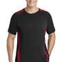 Sport-Tek Mens Competitor Moisture Wicking Short Sleeve Crewneck T-Shirt - Black/True Red