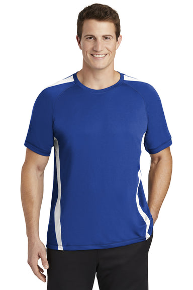 Sport-Tek ST351 Mens Competitor Moisture Wicking Short Sleeve Crewneck T-Shirt True Royal Blue/White Model Front