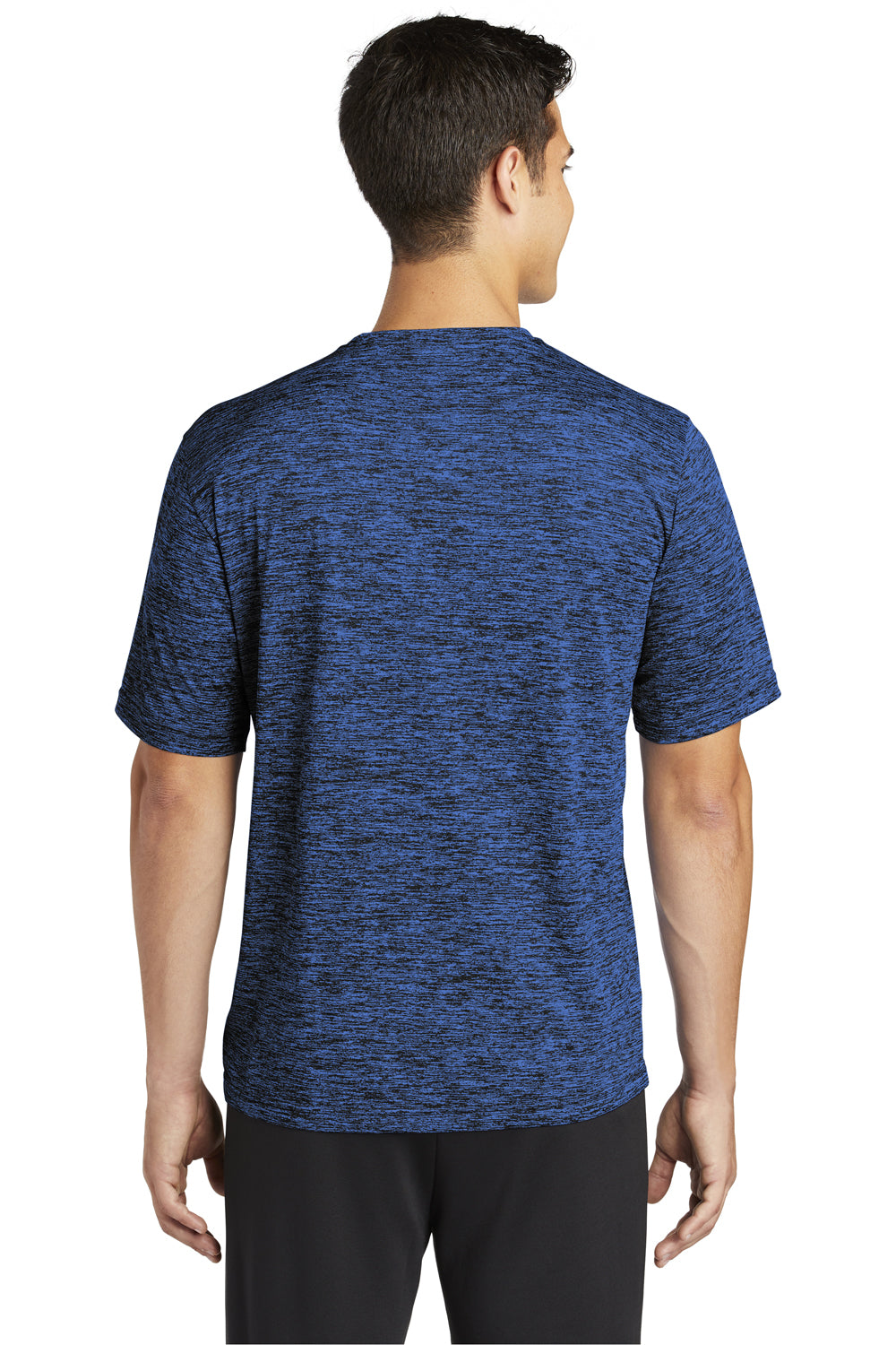 Sport-Tek ST390 Mens Electric Heather Moisture Wicking Short Sleeve Crewneck T-Shirt Dark Royal Blue Electric Model Back