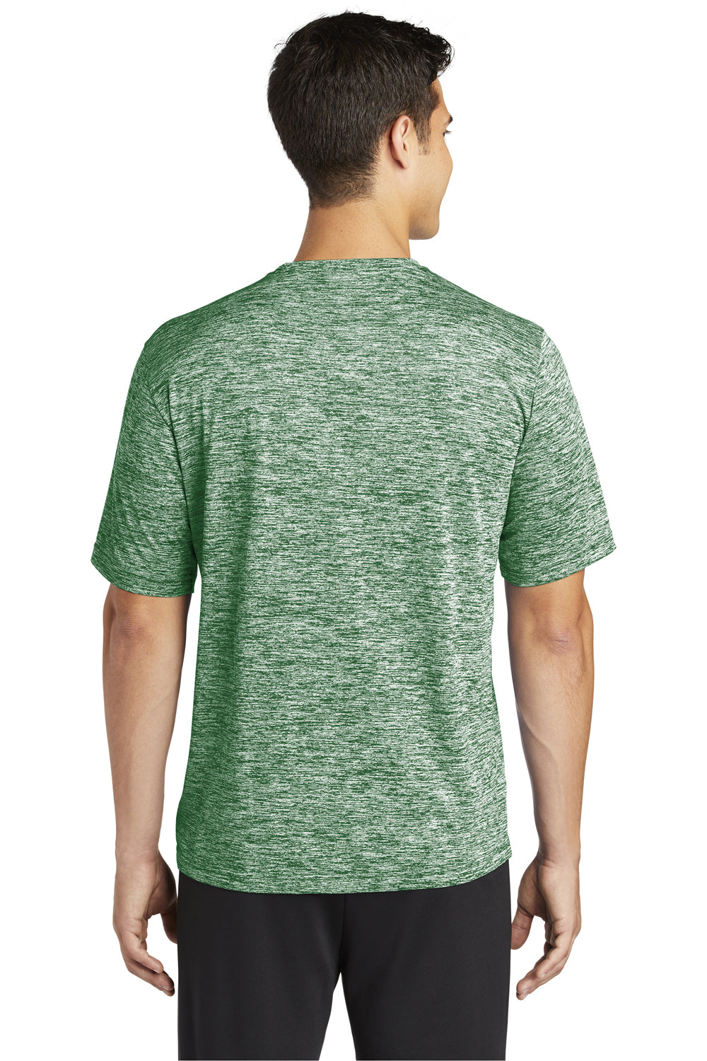 Sport-Tek ST390 Mens Electric Heather Moisture Wicking Short Sleeve Crewneck T-Shirt Forest Green Electric Model Back