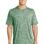 Sport-Tek Mens Electric Heather Moisture Wicking Short Sleeve Crewneck T-Shirt - Forest Green Electric