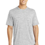 Sport-Tek Mens Electric Heather Moisture Wicking Short Sleeve Crewneck T-Shirt - Silver Grey Electric