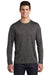 Sport-Tek ST390LS Mens Electric Heather Moisture Wicking Long Sleeve Crewneck T-Shirt Grey Black Electric Model Front