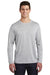 Sport-Tek ST390LS Mens Electric Heather Moisture Wicking Long Sleeve Crewneck T-Shirt Silver Grey Electric Model Front