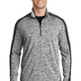 Sport-Tek Mens Electric Heather Moisture Wicking 1/4 Zip Sweatshirt - Black Electric/Black