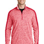 Sport-Tek Mens Electric Heather Moisture Wicking 1/4 Zip Sweatshirt - Deep Red Electric/Deep Red