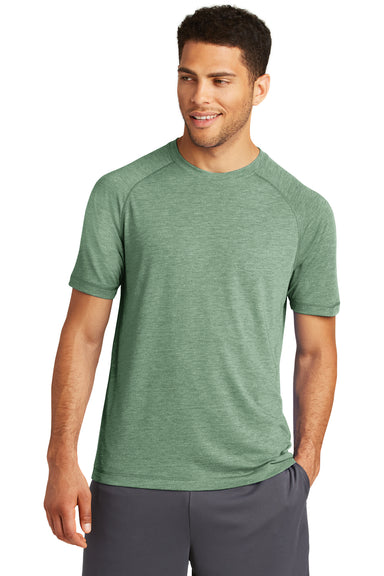 Sport-Tek ST400 Mens Moisture Wicking Short Sleeve Crewneck T-Shirt Heather Forest Green Model Front