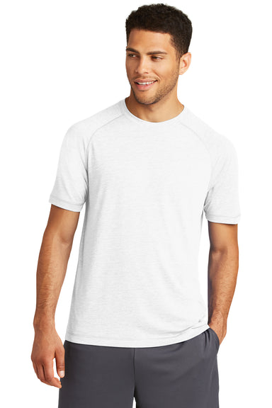 Sport-Tek ST400 Mens Moisture Wicking Short Sleeve Crewneck T-Shirt White Model Front