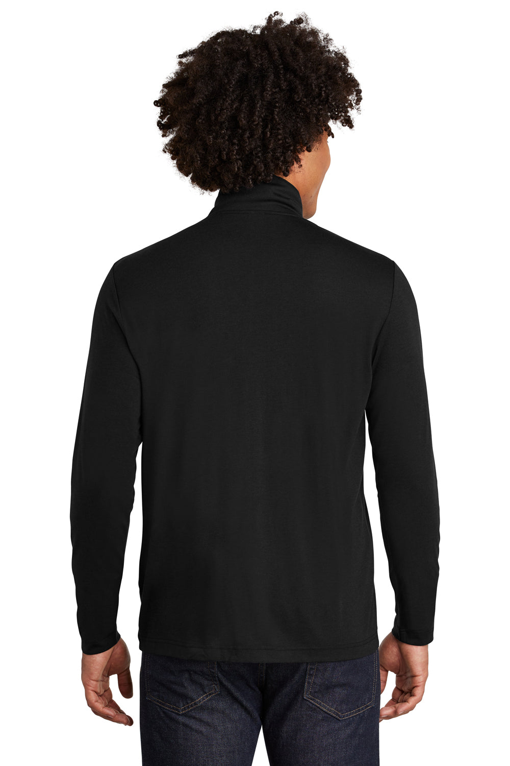 Sport-Tek ST407 Mens Moisture Wicking 1/4 Zip Sweatshirt Black Model Back