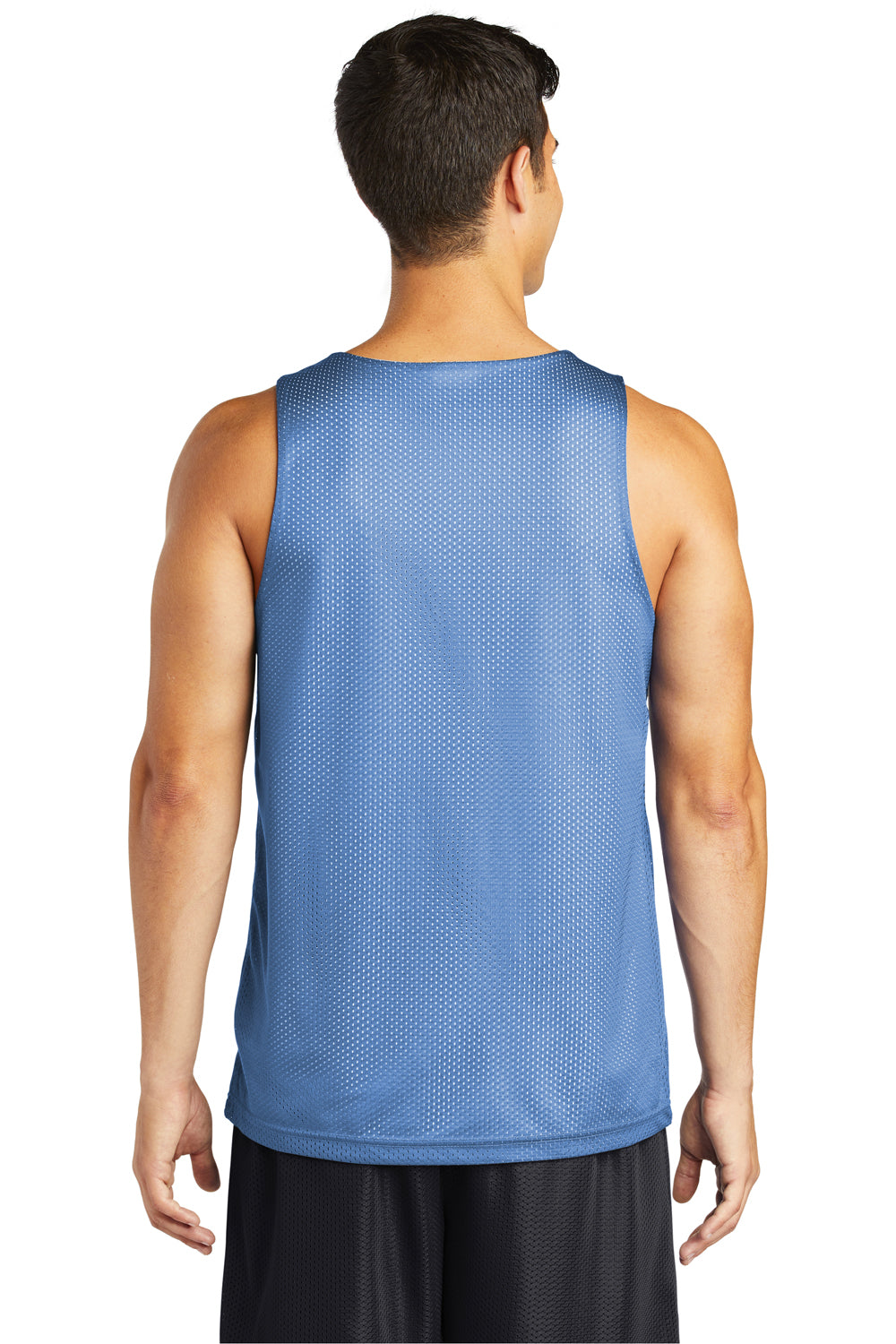 Sport-Tek ST500 Mens Reversible Mesh Moisture Wicking Tank Top Carolina Blue Model Back