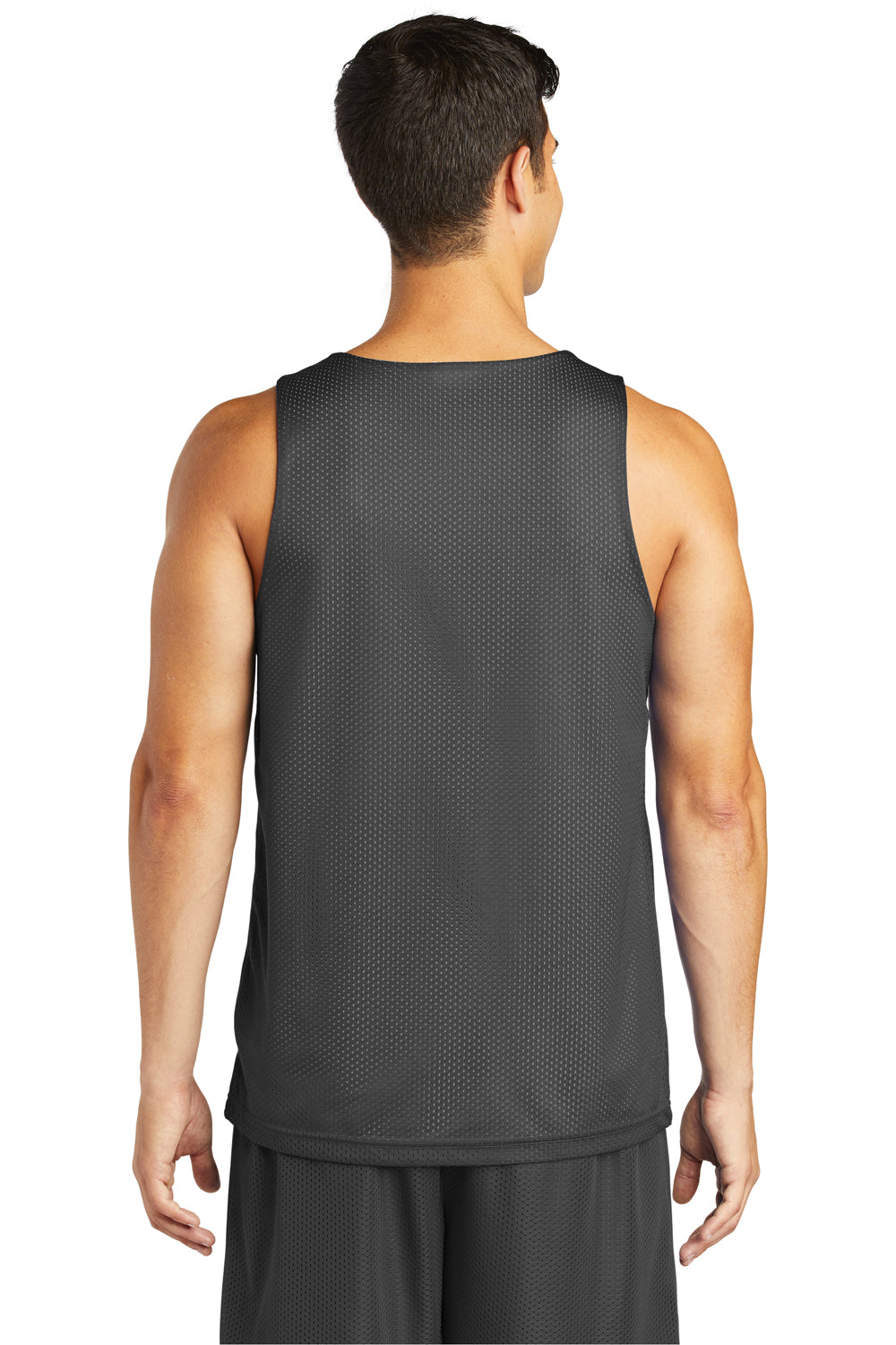 Sport-Tek ST500 Mens Reversible Mesh Moisture Wicking Tank Top Iron Grey Model Back