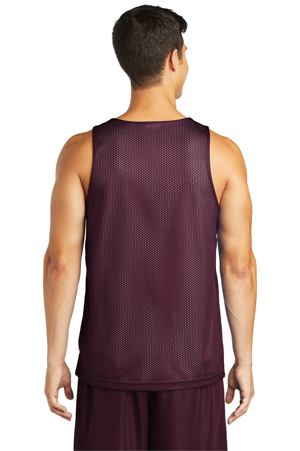 Sport-Tek ST500 Mens Reversible Mesh Moisture Wicking Tank Top Maroon Model Back