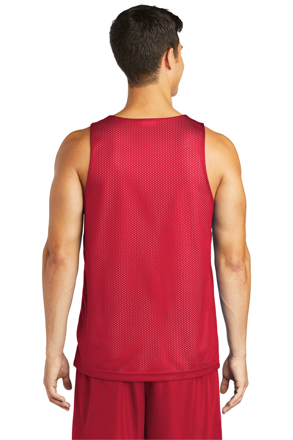 Sport-Tek ST500 Mens Reversible Mesh Moisture Wicking Tank Top True Red Model Back