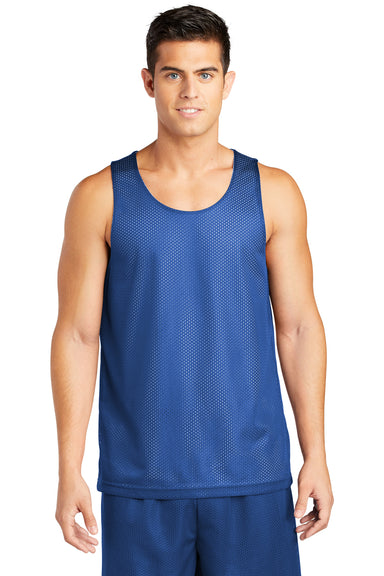 Sport-Tek ST500 Mens Reversible Mesh Moisture Wicking Tank Top True Royal Blue Model Front