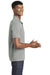 Sport-Tek ST640 Mens RacerMesh Moisture Wicking Short Sleeve Polo Shirt Heather Grey Model Side