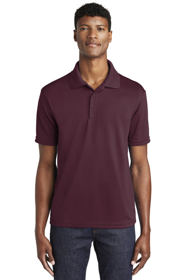 Sport-Tek ST640 Mens RacerMesh Moisture Wicking Short Sleeve Polo Shirt Maroon Model Front