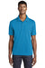 Sport-Tek ST640 Mens RacerMesh Moisture Wicking Short Sleeve Polo Shirt Pond Blue Model Front