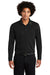 Sport-Tek ST640LS Mens RacerMesh Moisture Wicking Long Sleeve Polo Shirt Black Model Front