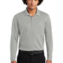 Sport-Tek Mens RacerMesh Moisture Wicking Long Sleeve Polo Shirt - Silver Grey