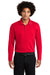 Sport-Tek ST640LS Mens RacerMesh Moisture Wicking Long Sleeve Polo Shirt True Red Model Front