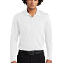 Sport-Tek Mens RacerMesh Moisture Wicking Long Sleeve Polo Shirt - White