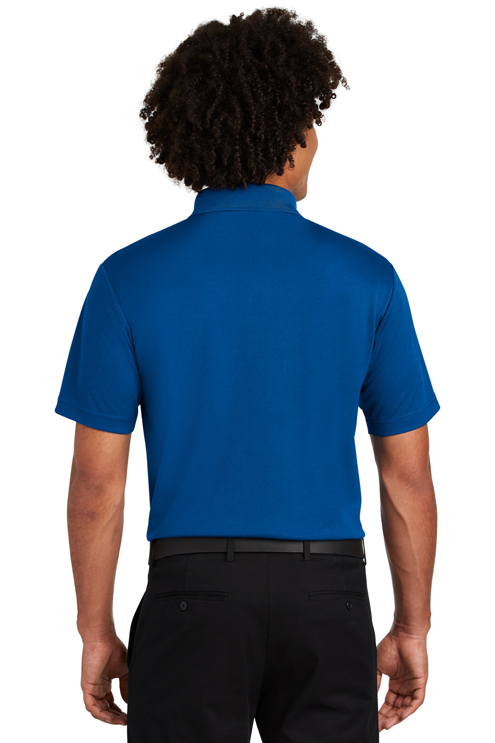 Sport-Tek ST640P Mens RacerMesh Moisture Wicking Short Sleeve Polo Shirt w/ Pocket True Royal Blue Model Back