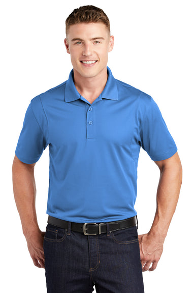 Sport-Tek ST650/TST650 Mens Sport-Wick Moisture Wicking Short Sleeve Polo Shirt Blue Lake Model Front