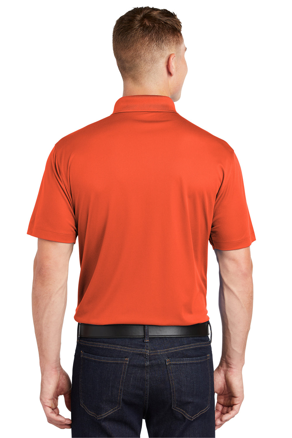 Sport-Tek ST650/TST650 Mens Sport-Wick Moisture Wicking Short Sleeve Polo Shirt Deep Orange Model Back