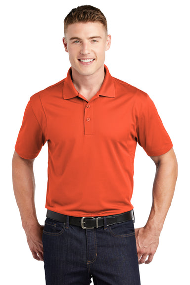 Sport-Tek ST650/TST650 Mens Sport-Wick Moisture Wicking Short Sleeve Polo Shirt Deep Orange Model Front