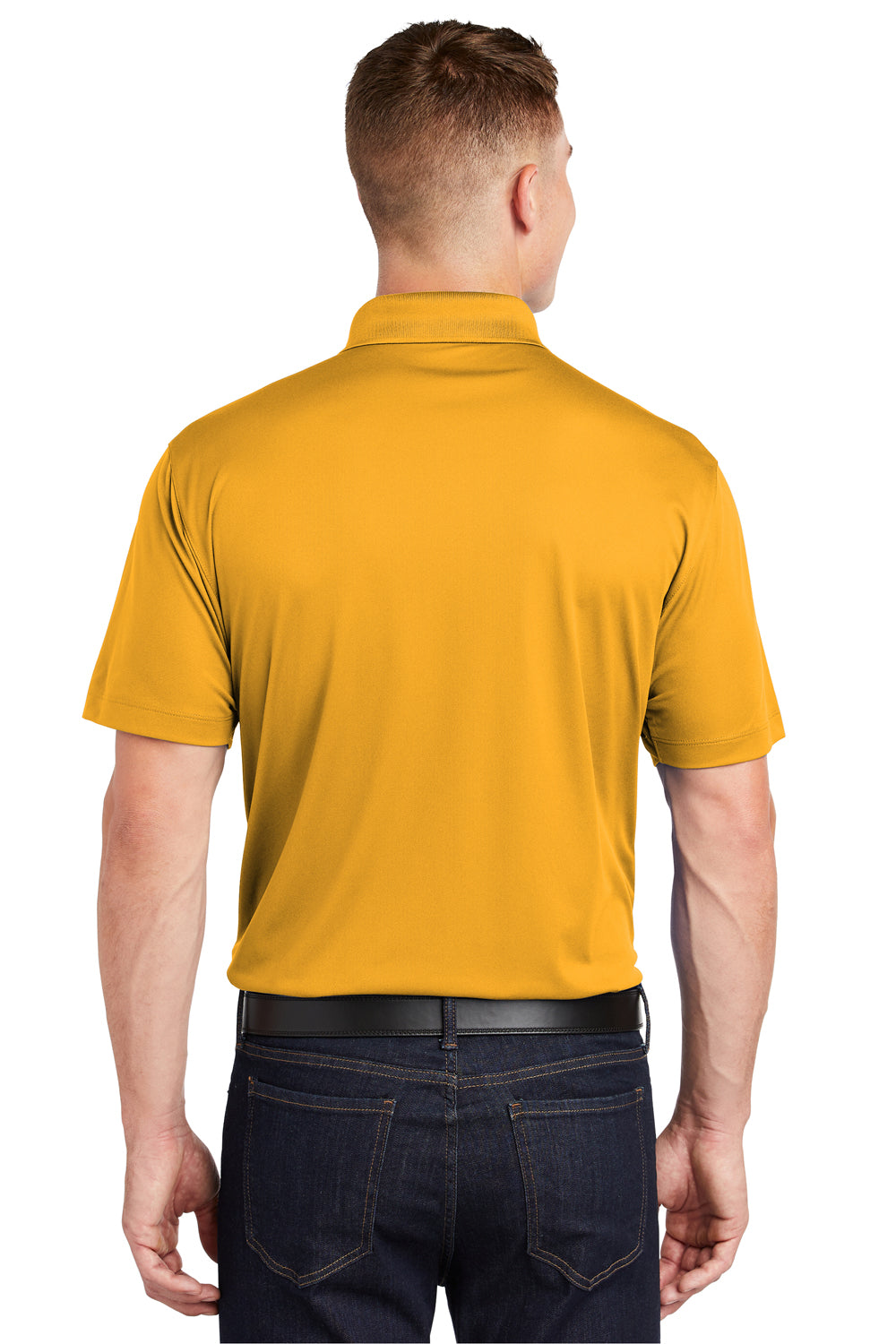 Sport-Tek ST650/TST650 Mens Sport-Wick Moisture Wicking Short Sleeve Polo Shirt Gold Model Back