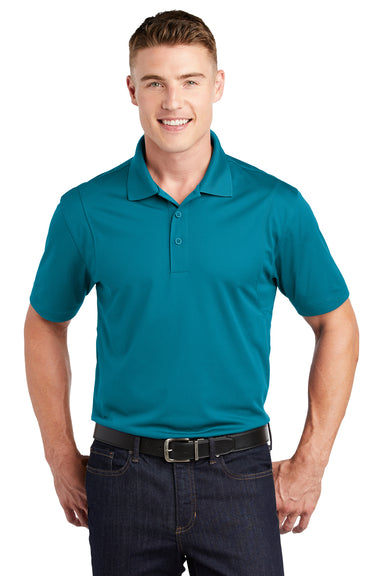 Sport-Tek ST650/TST650 Mens Sport-Wick Moisture Wicking Short Sleeve Polo Shirt Tropic Blue Model Front