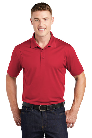 Sport-Tek ST650/TST650 Mens Sport-Wick Moisture Wicking Short Sleeve Polo Shirt True Red Model Front