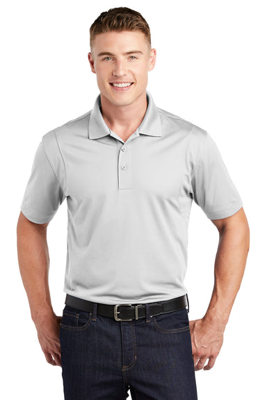 Sport-Tek ST650/TST650 Mens Sport-Wick Moisture Wicking Short Sleeve Polo Shirt White Model Front