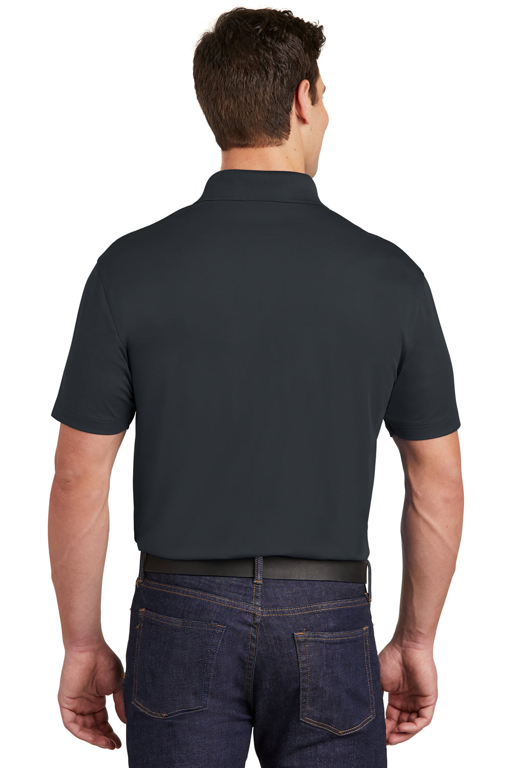 Sport-Tek ST651 Mens Sport-Wick Moisture Wicking Short Sleeve Polo Shirt w/ Pocket Iron Grey Model Back