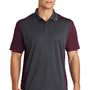 Sport-Tek Mens Sport-Wick Moisture Wicking Short Sleeve Polo Shirt - Iron Grey/Maroon