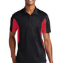 Sport-Tek Mens Sport-Wick Moisture Wicking Short Sleeve Polo Shirt - Black/True Red