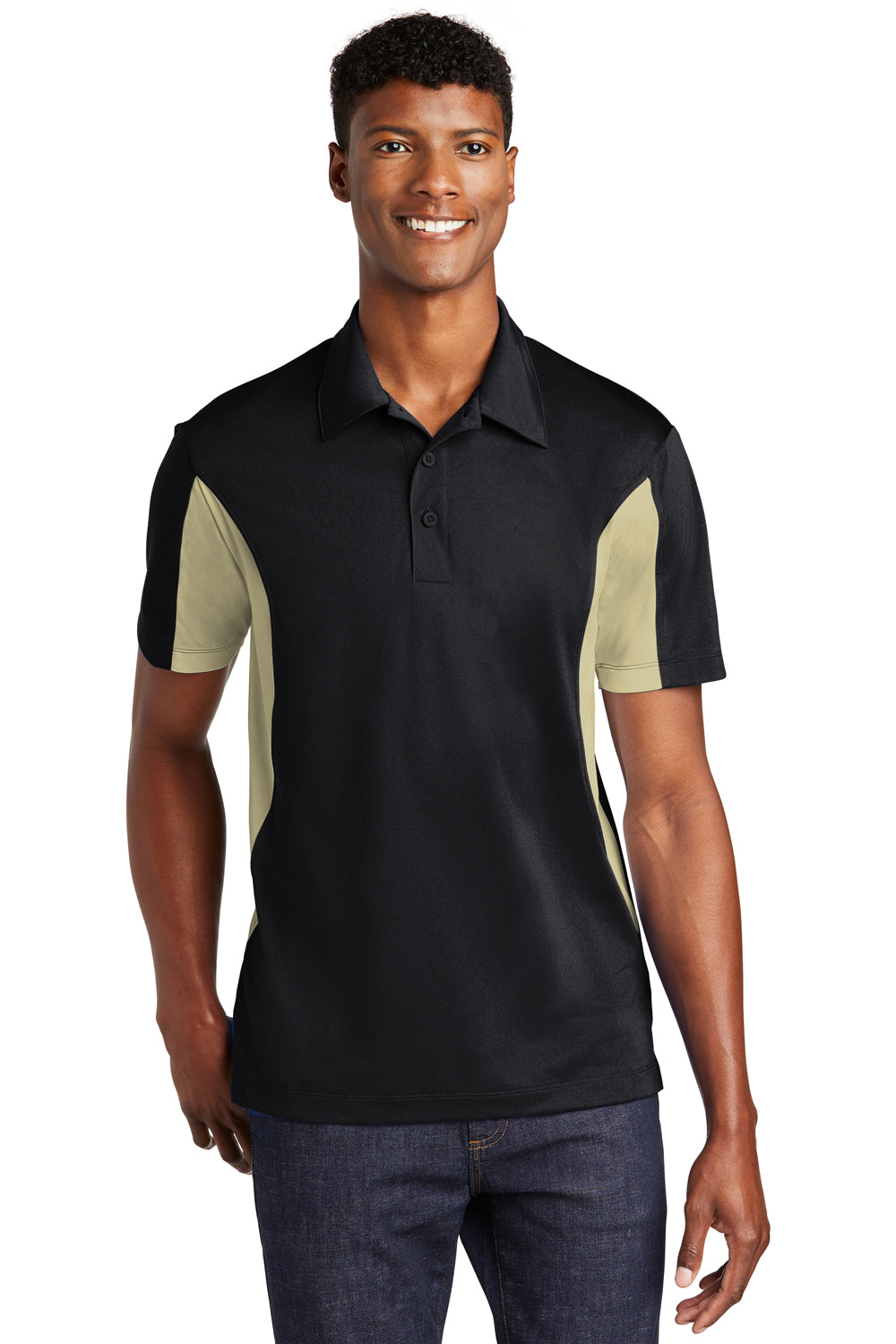 Mens black and gold polo shirt best sale