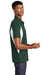 Sport-Tek ST655/TST655 Mens Sport-Wick Moisture Wicking Short Sleeve Polo Shirt Forest Green/White Model Side