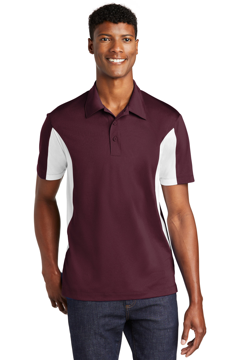 Burgundy and white polo shirt hotsell