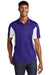 Sport-Tek ST655/TST655 Mens Sport-Wick Moisture Wicking Short Sleeve Polo Shirt Purple/White Model Front