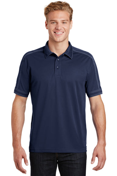 Sport-Tek ST659 Mens Sport-Wick Moisture Wicking Short Sleeve Polo Shirt True Navy Blue Model Front