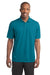 Sport-Tek ST680 Mens Micro-Mesh Moisture Wicking Short Sleeve Polo Shirt Blue Wake Model Front