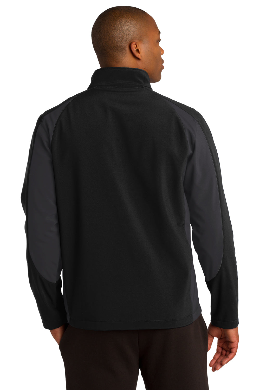 Sport-Tek ST970 Mens Water Resistant Full Zip Jacket Black/Iron Grey Model Back