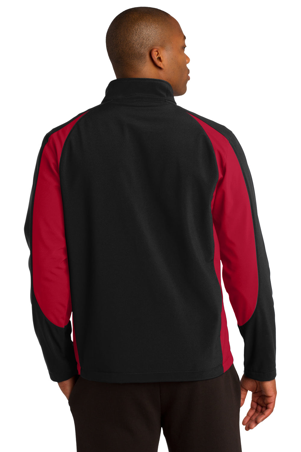 Sport-Tek ST970 Mens Water Resistant Full Zip Jacket Black/True Red Model Back