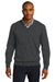 Port Authority SW285 Mens Long Sleeve V-Neck Sweater Heather Charcoal Grey Model Front